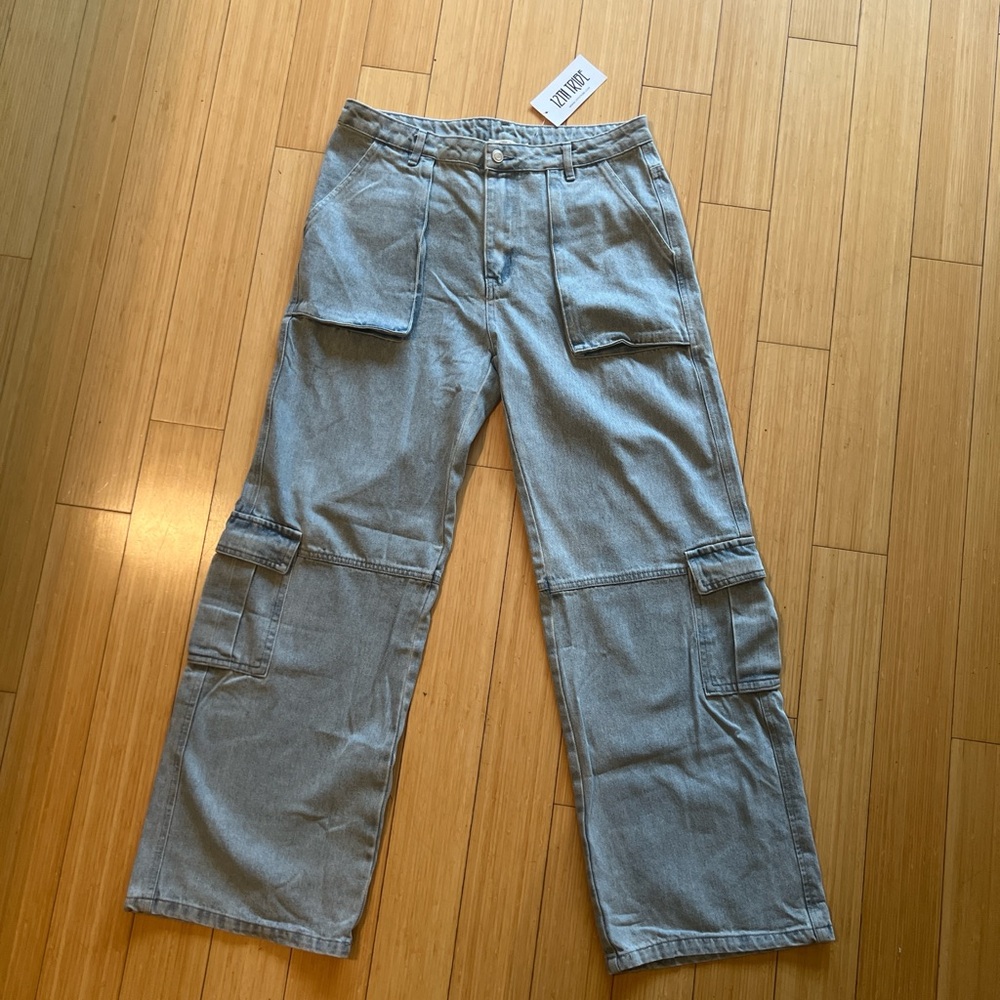 Cargo Light Wash Denim Pants